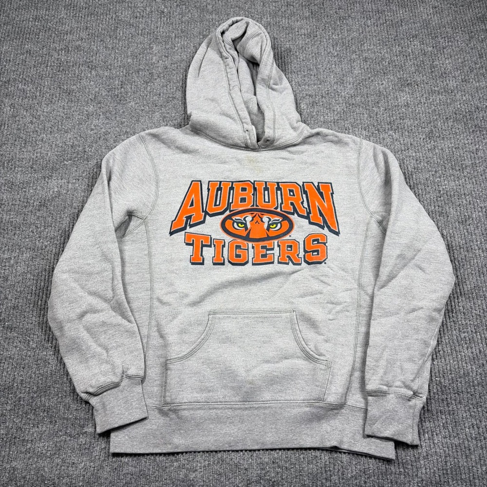 Russell Athletic Hoodie Mens L Auburn Tigers Hoodie Gray NCAA Fleece Sweatshirt